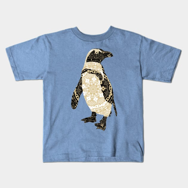 African Mandala Penguin Kids T-Shirt by StephenBibbArt